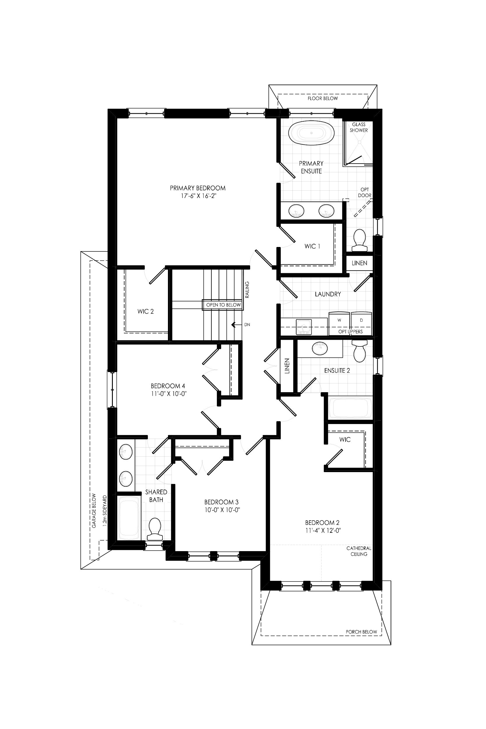 The Boyer - Second Level Optional 3 Bathroom - YT on Fourth - Floor Plan