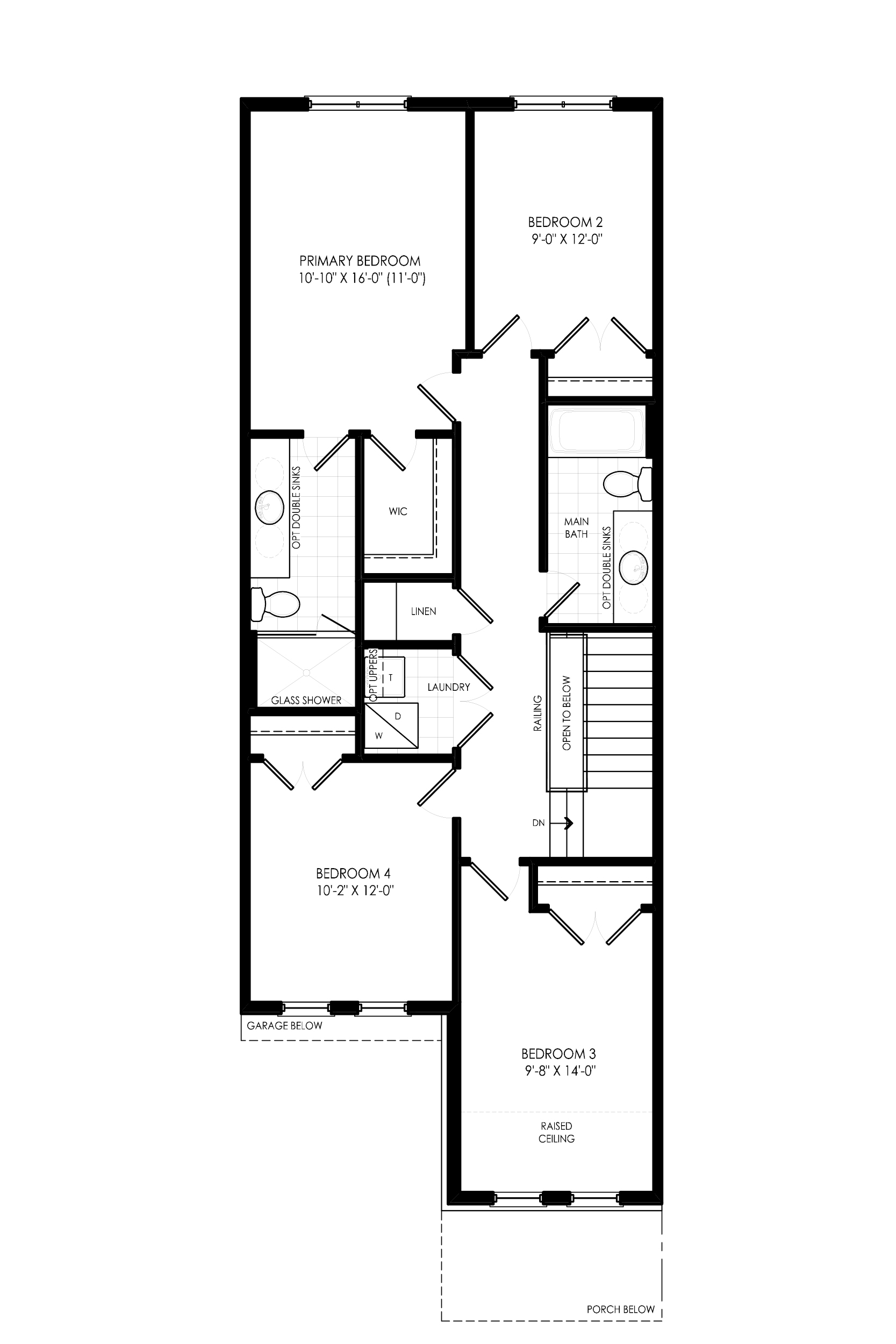 The Sapp - Second Level Optional 4 Bedroom - YT on Fourth - Floor Plan