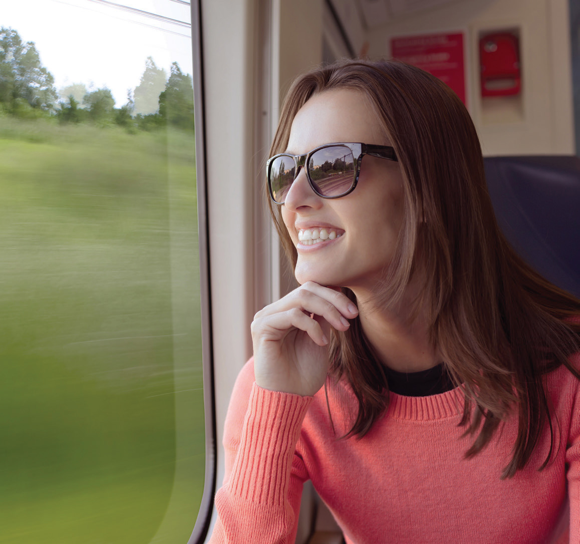 Woman on the Go Train from Milton to head to work after leaving her new home at YT on Fourth Milton townhomes and single detached homes on a Monday morning
